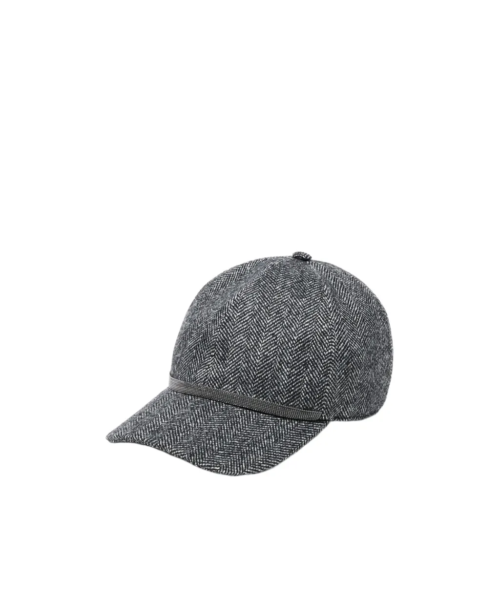 Brunello Cucinelli Brushed Chevron Baseball Cap