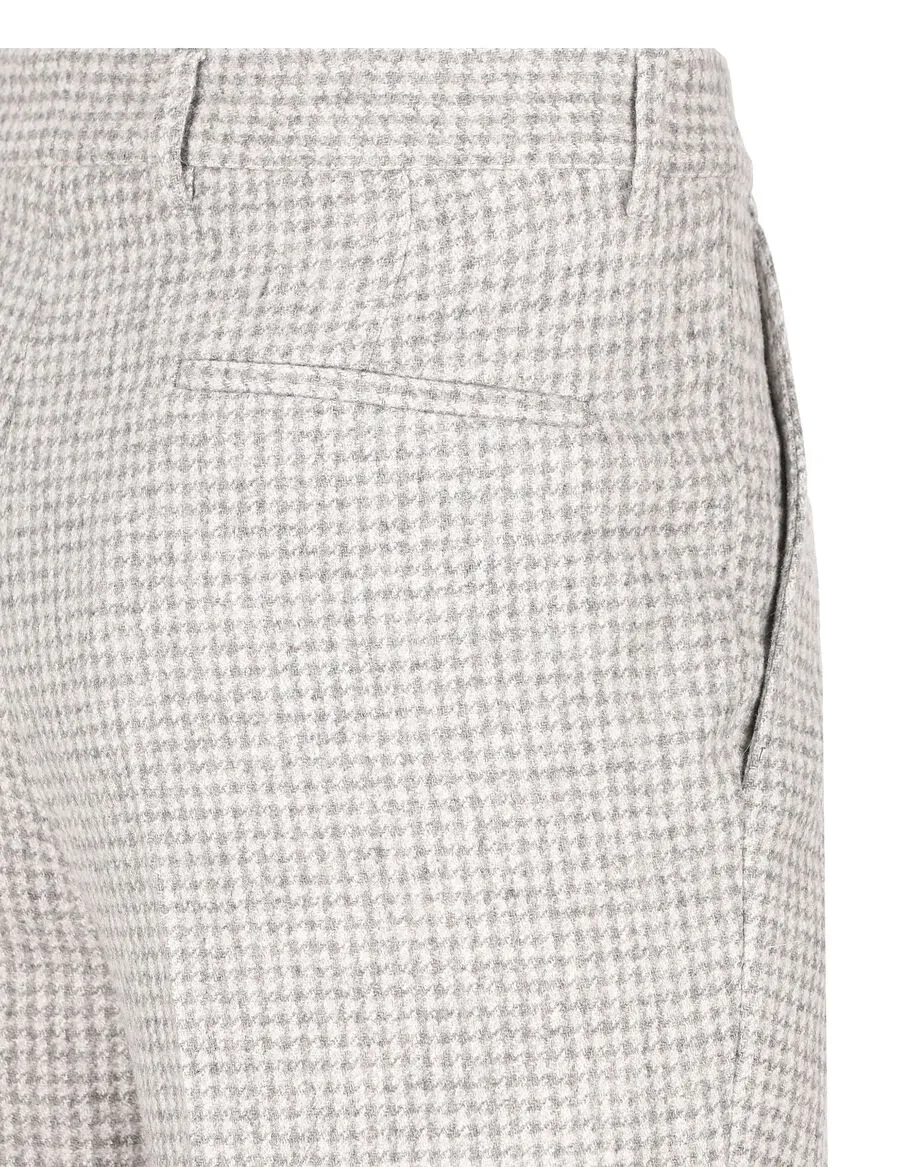 Brunello Cucinelli Houndstooth Pleated Leisure Fit Trousers