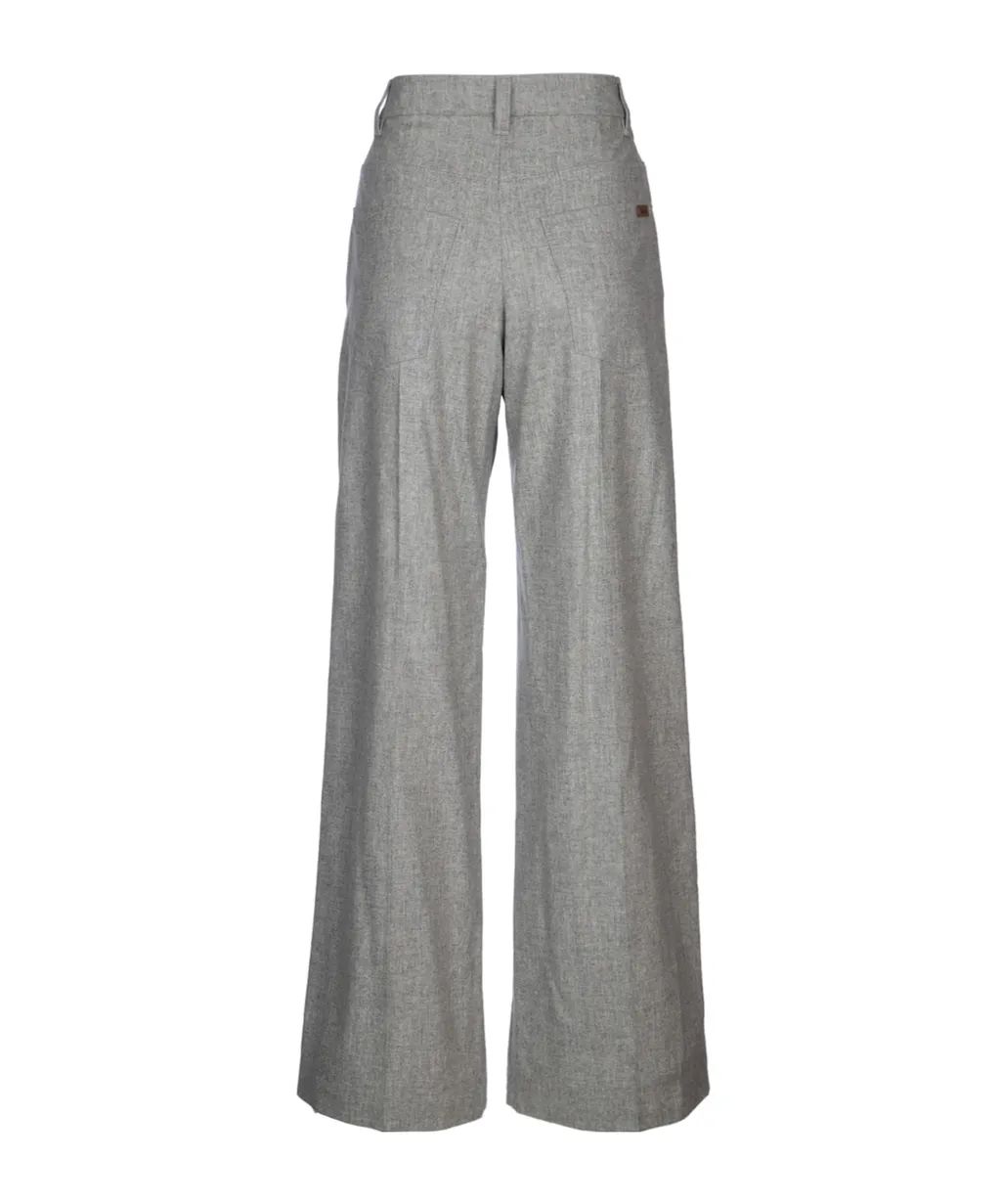 Brunello Cucinelli High-Waist Wide-Leg Tailored Trousers