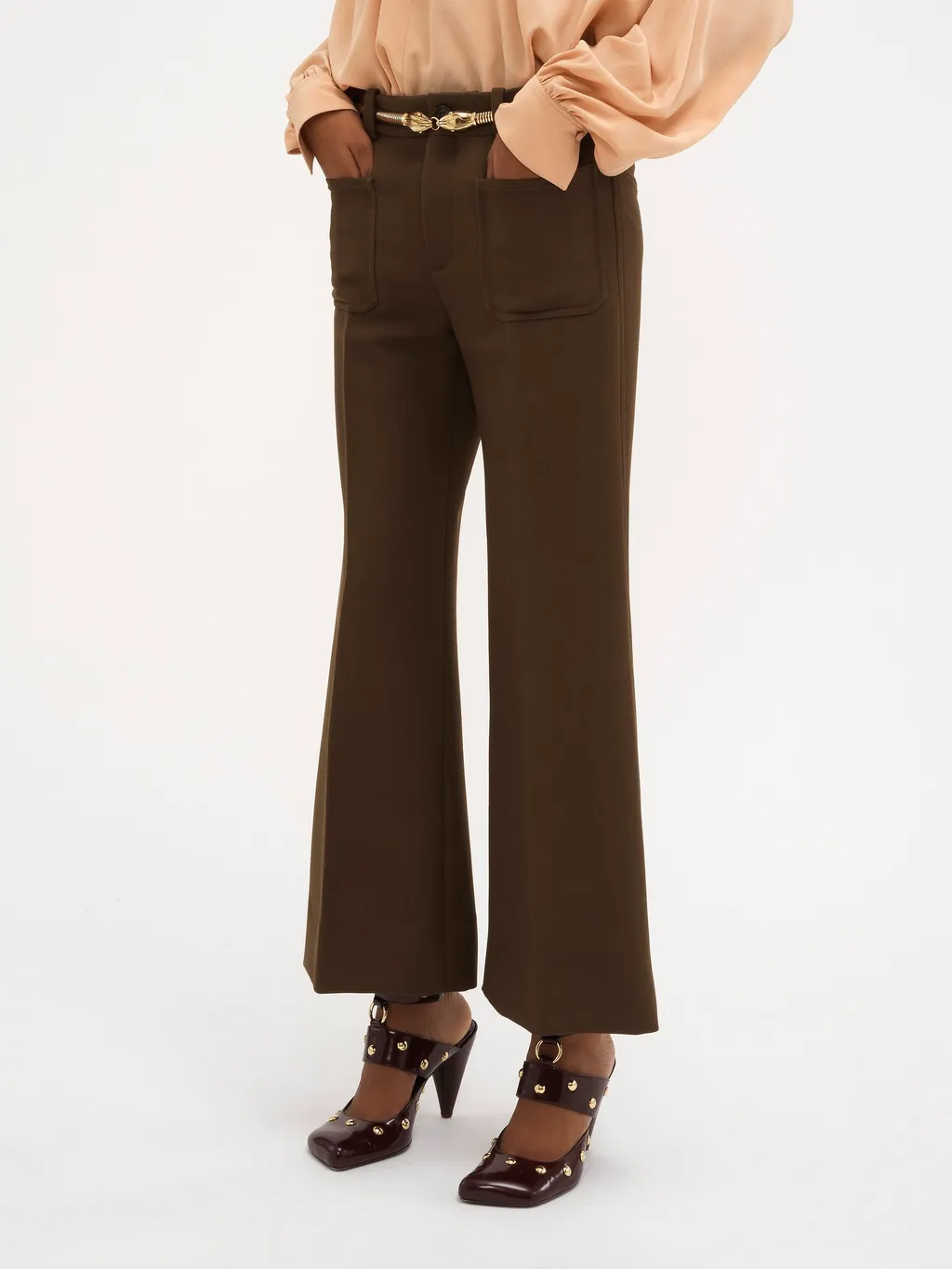 Wool Bell-Bottom Pants