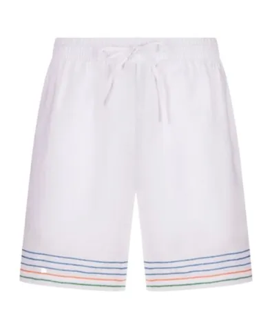 Casablanca Mid-Rise Stripe-Embroidered Shorts