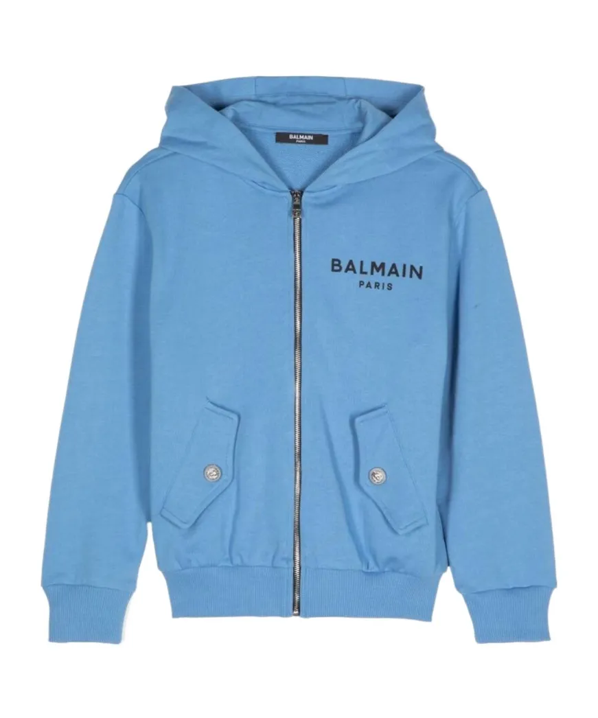 Logo Print Cotton Zip-Up Hoodie