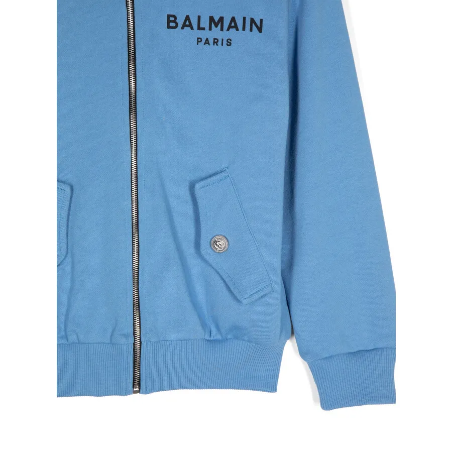 Logo Print Cotton Zip-Up Hoodie