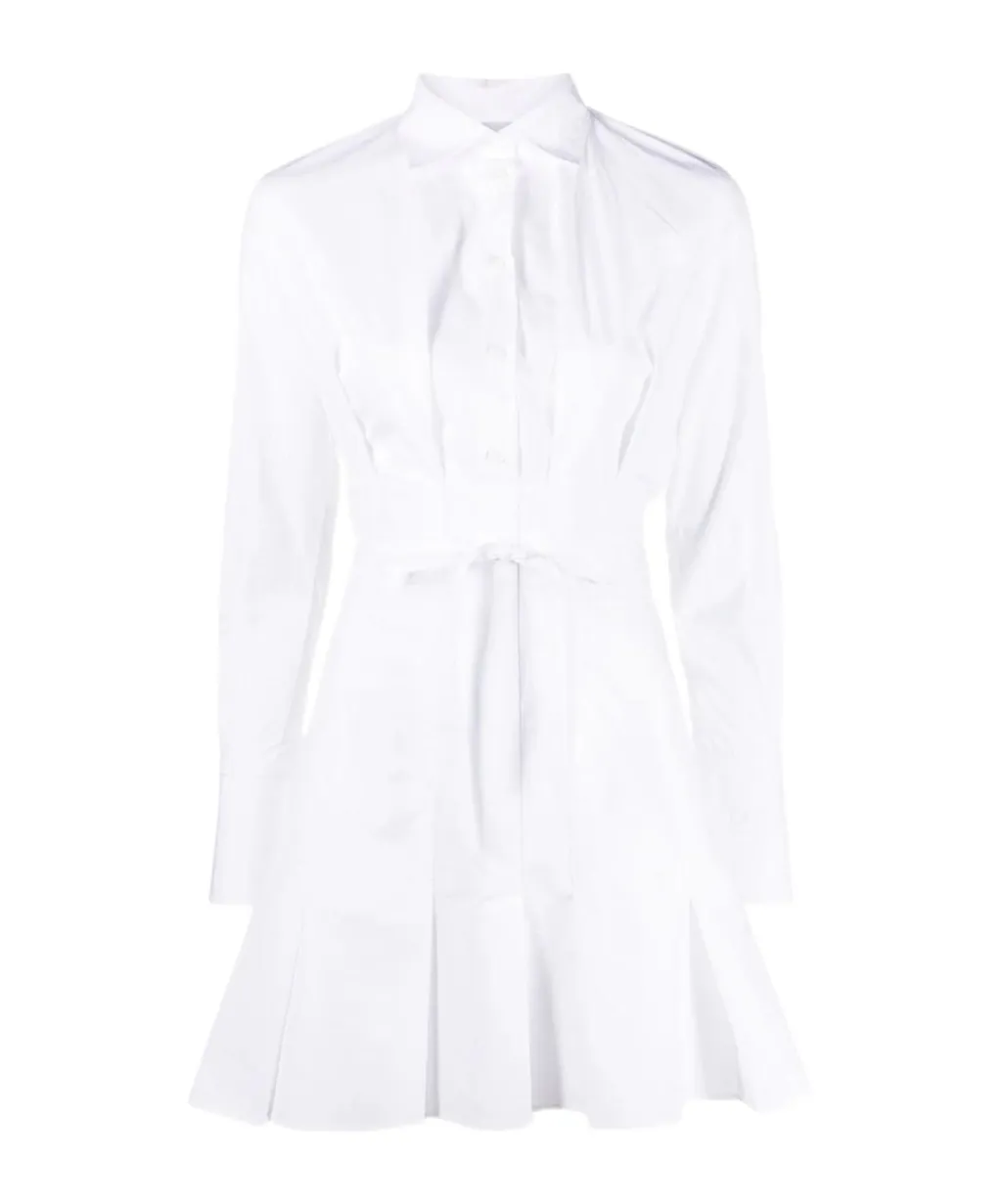 Patou Cut Out Detailed Pleated Mini Shirt Dress