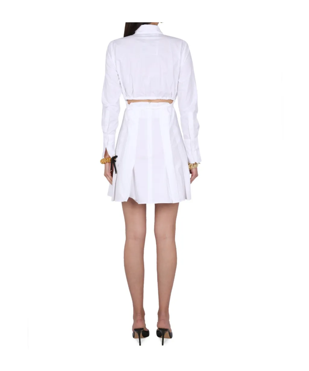 Patou Cut Out Detailed Pleated Mini Shirt Dress