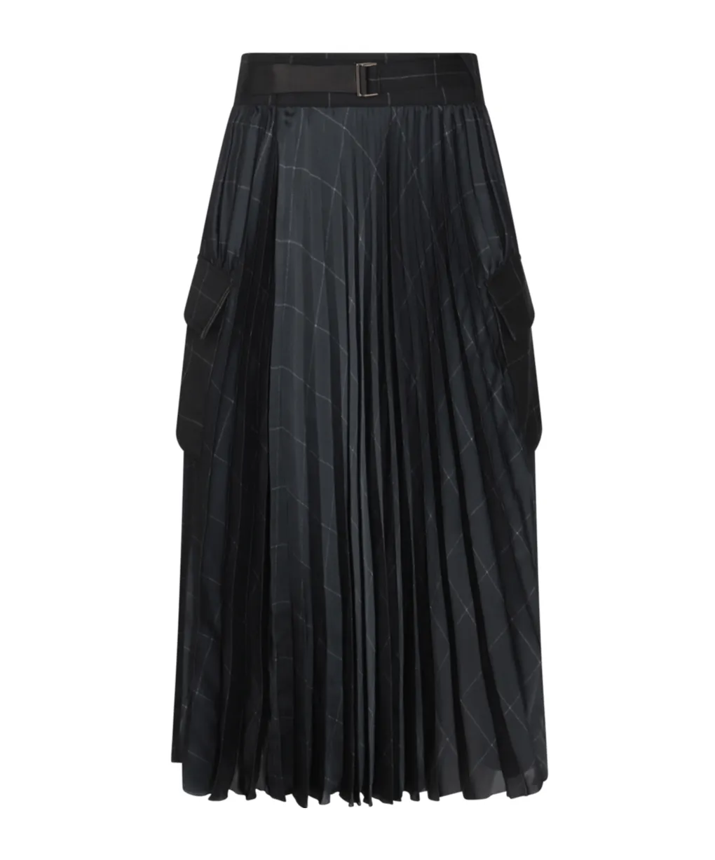 Sacai Windowpane Satin Skirt