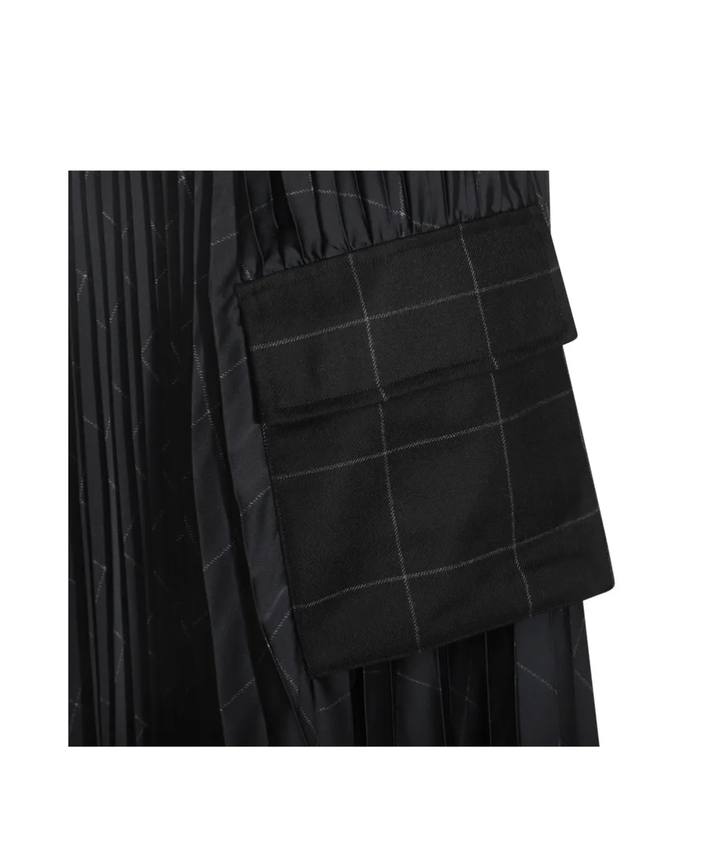 Sacai Windowpane Satin Skirt