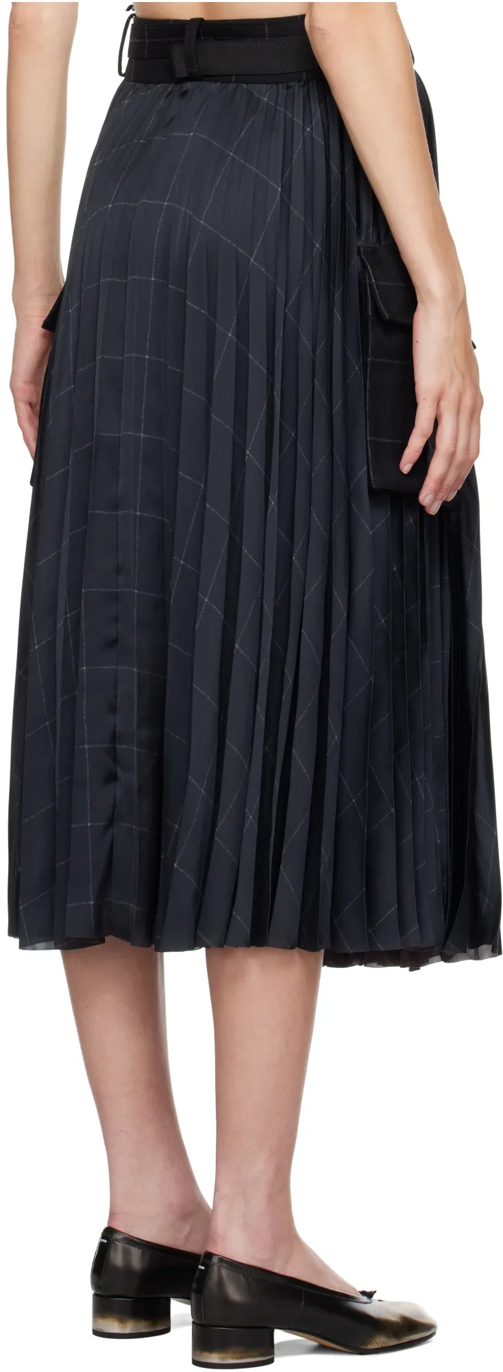 Sacai Windowpane Satin Skirt