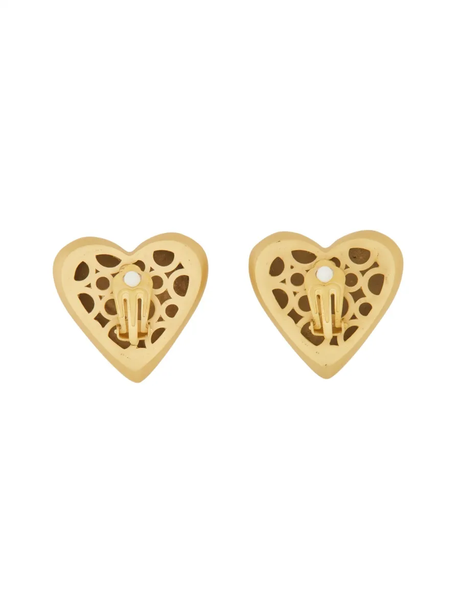 Dolce & Gabbana Logo Embossed Heart Clip-On Earrings