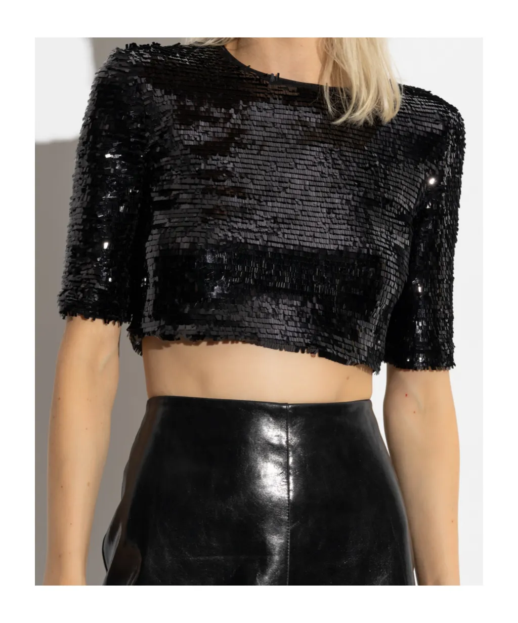 Sportmax Vongola Sequinned Cropped Top