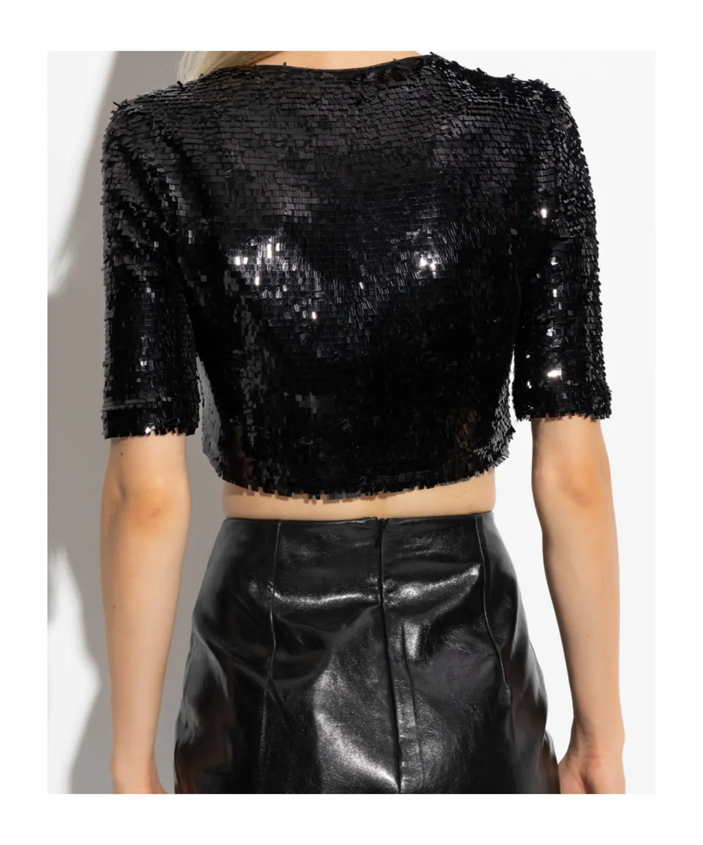 Sportmax Vongola Sequinned Cropped Top