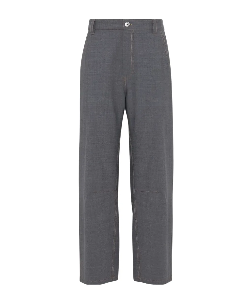 Brunello Cucinelli Tropical Luxury Soft Curved Trousers