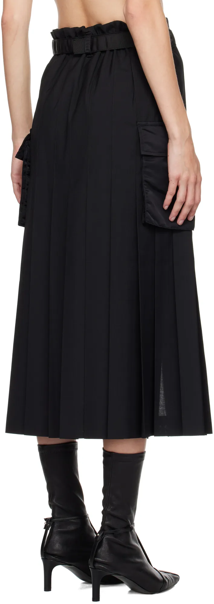 Sacai Zip-Detailed Belted Cargo Midi Skirt