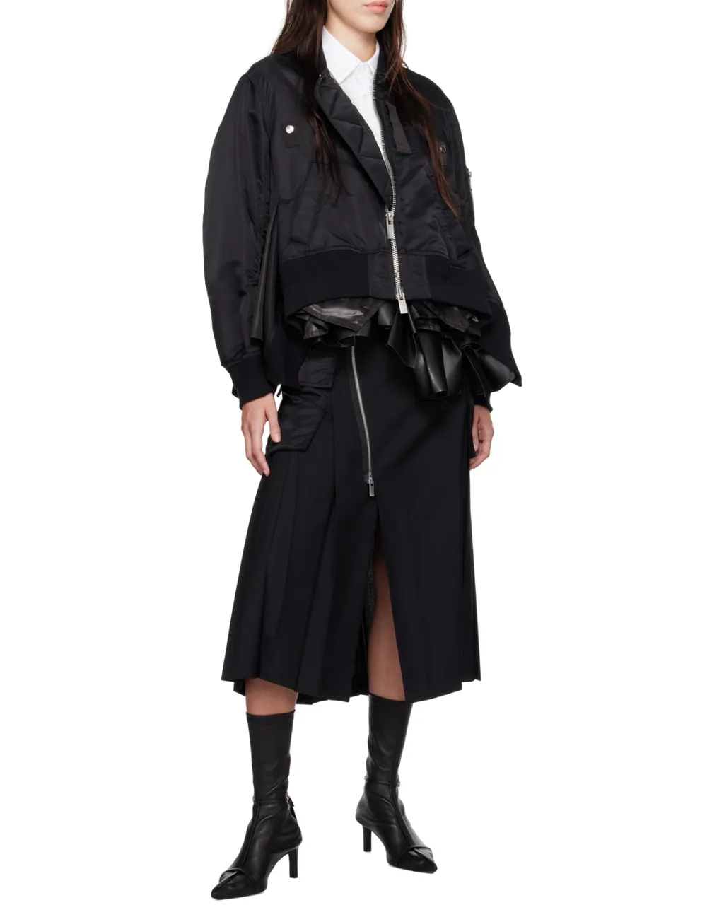 Sacai Zip-Detailed Belted Cargo Midi Skirt