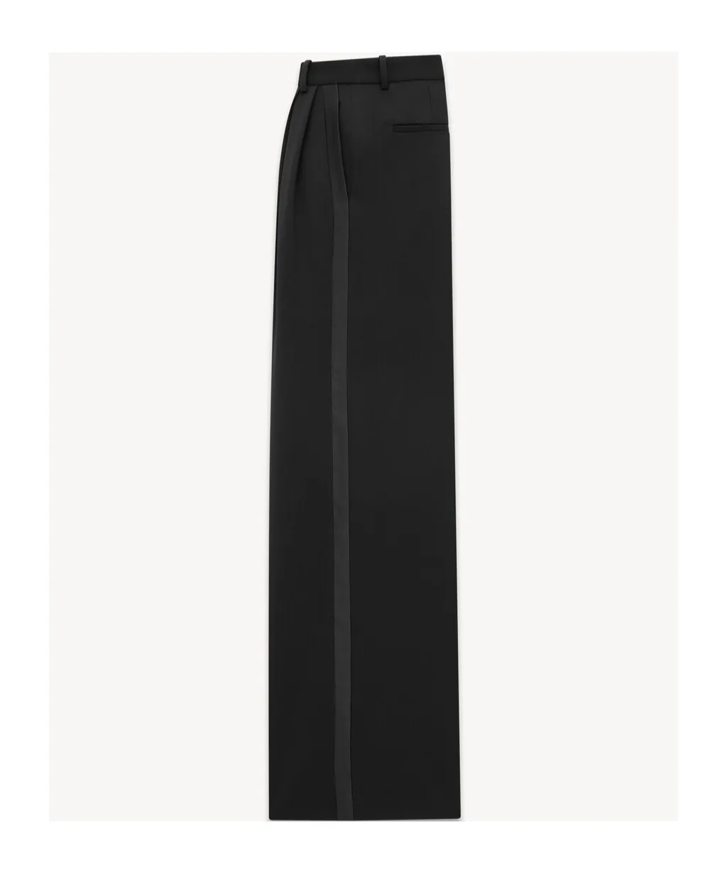 Wide-Leg Tuxedo Pants In Grain De Poudre