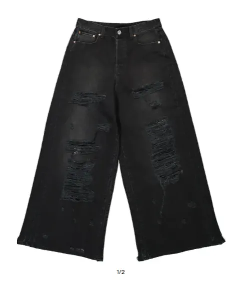 Vetements Distressed Wide Leg Jeans