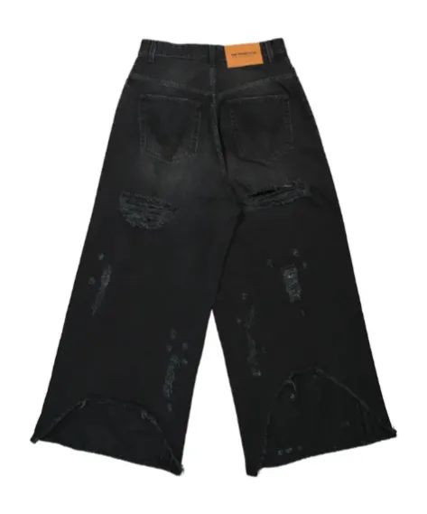 Vetements Distressed Wide Leg Jeans