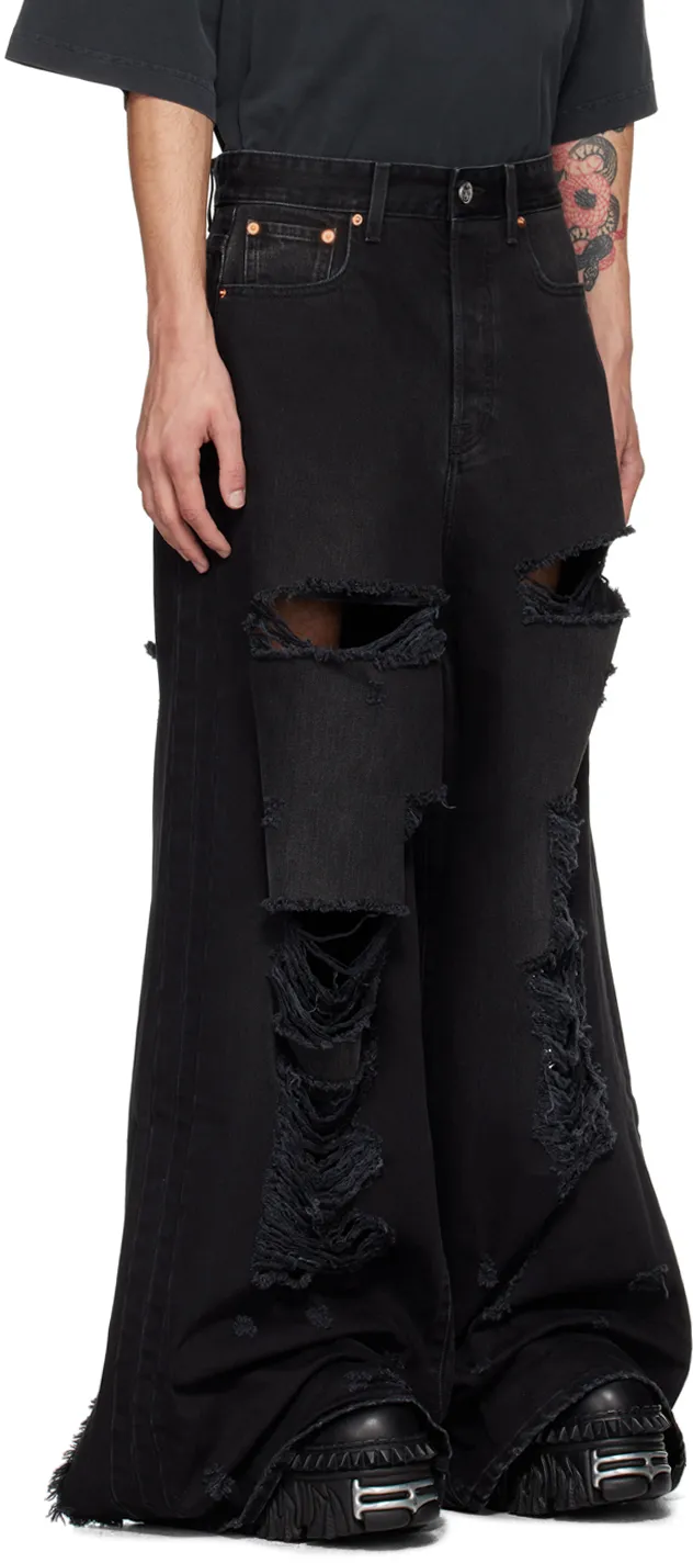 Vetements Distressed Wide Leg Jeans