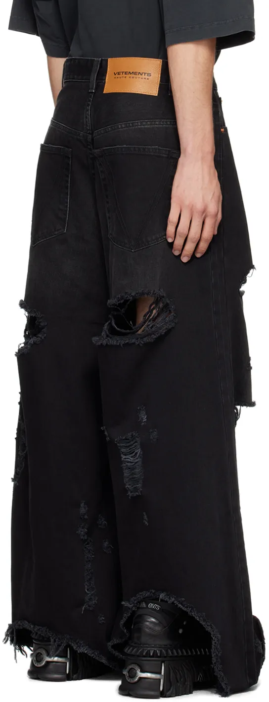 Vetements Distressed Wide Leg Jeans