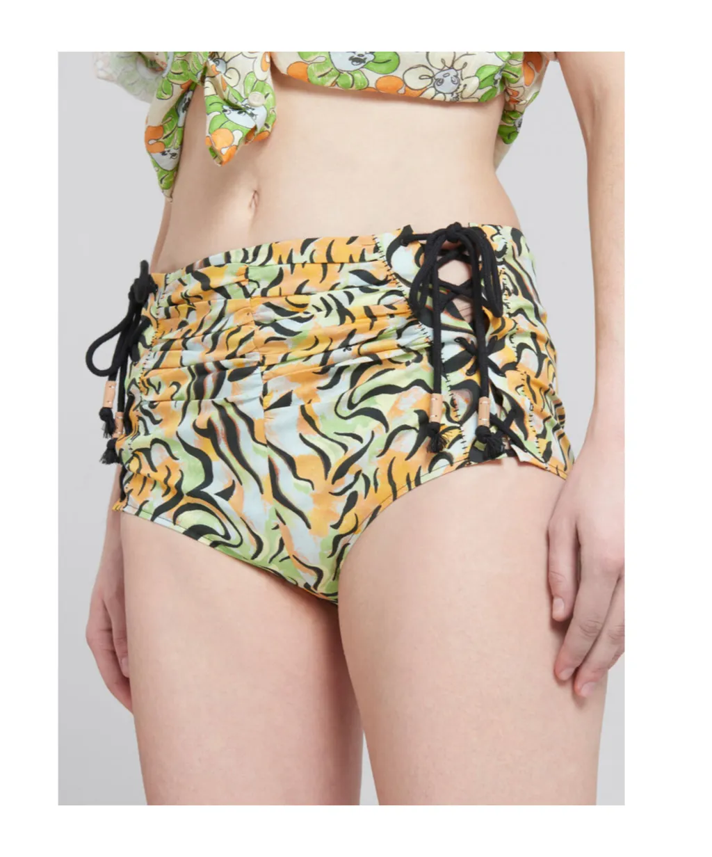 Orange And Green Printed Organic Poplin Hot Pants