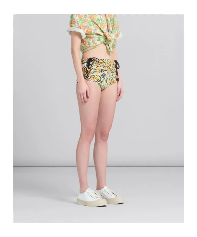 Orange And Green Printed Organic Poplin Hot Pants