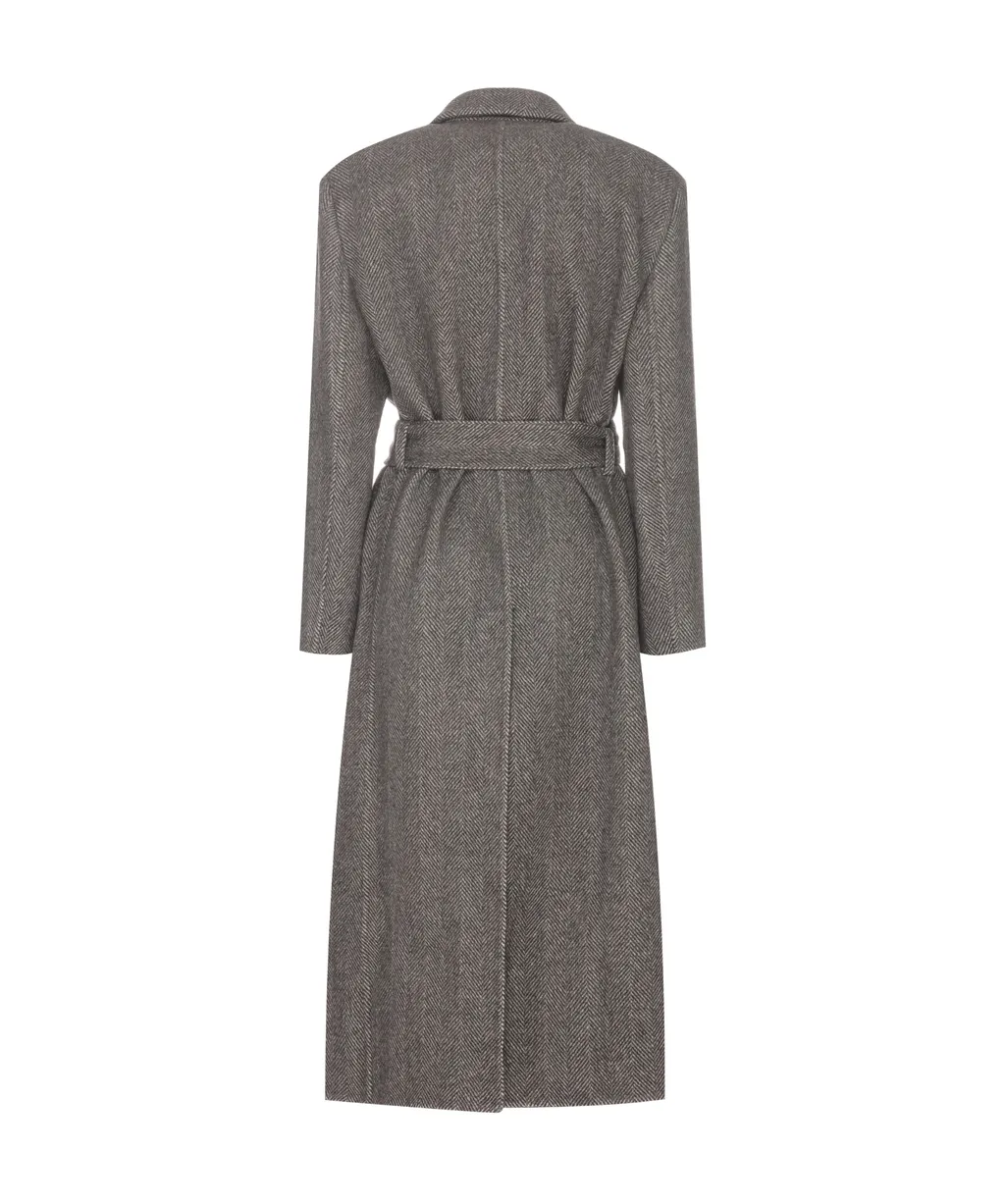 Monili Chain-Embellished Chevron Coat