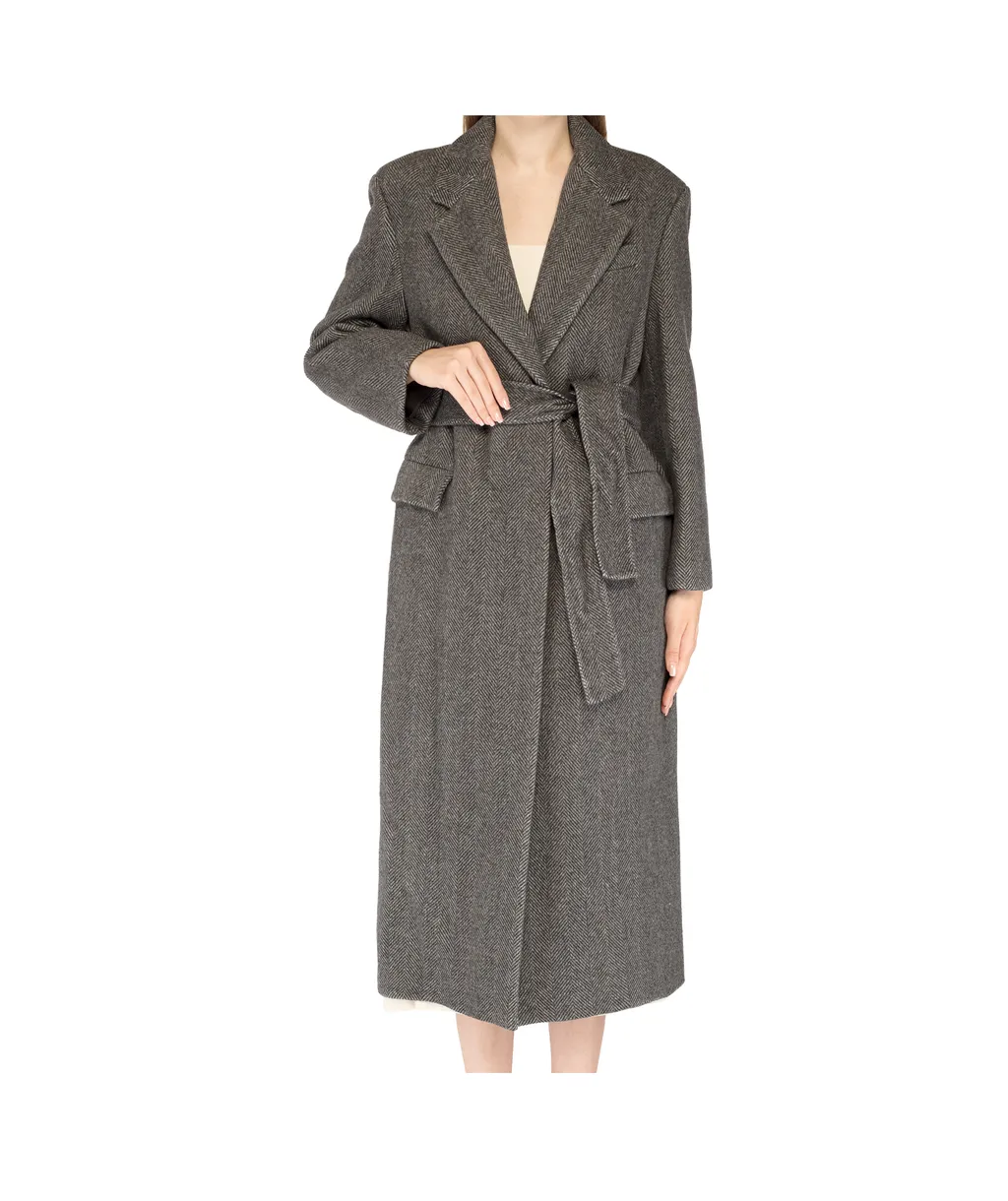 Monili Chain-Embellished Chevron Coat