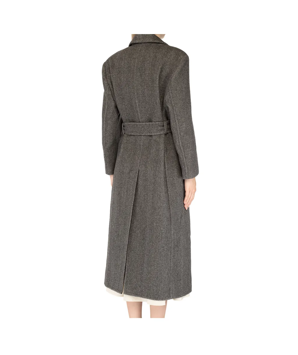 Monili Chain-Embellished Chevron Coat