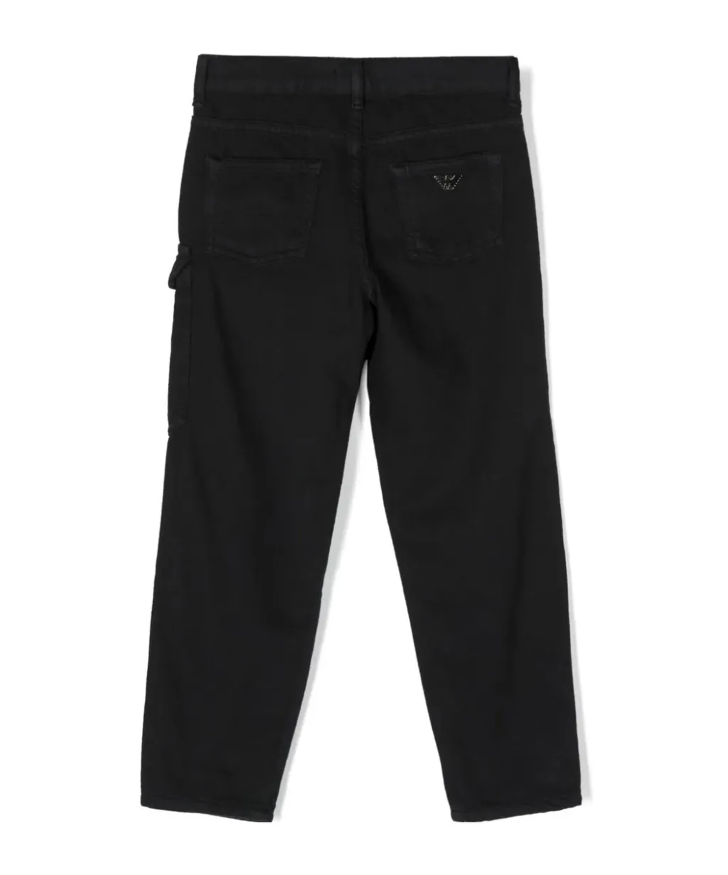 Emporio Armani Kids Logo Plaque Tapered Trousers