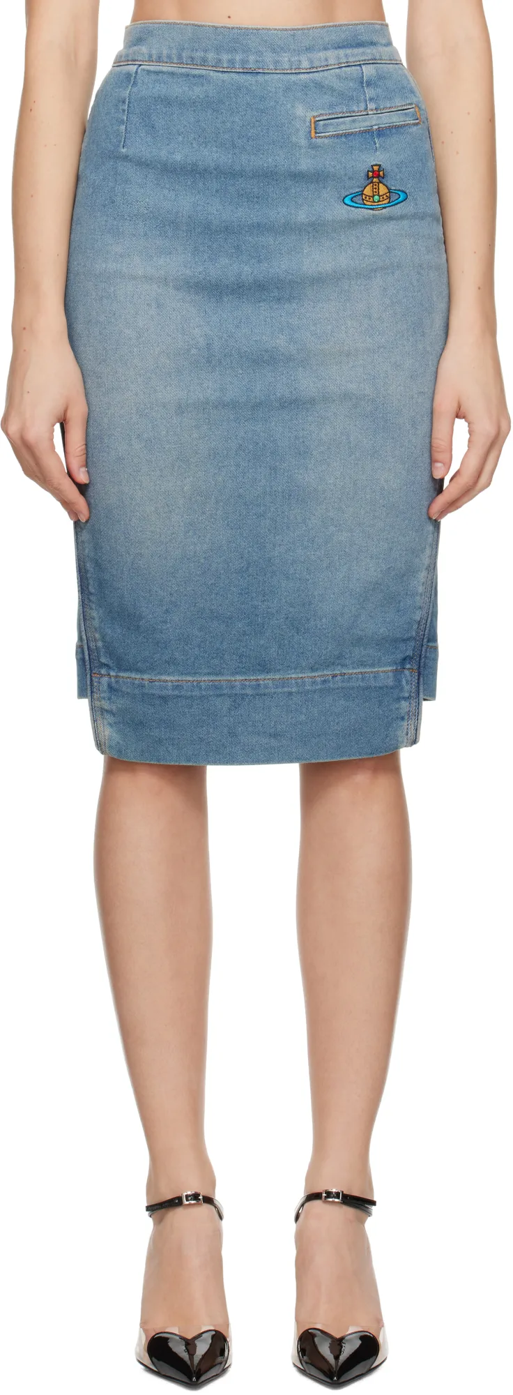 Vivienne Westwood Orb Logo Embroidered Asymmetric Skirt