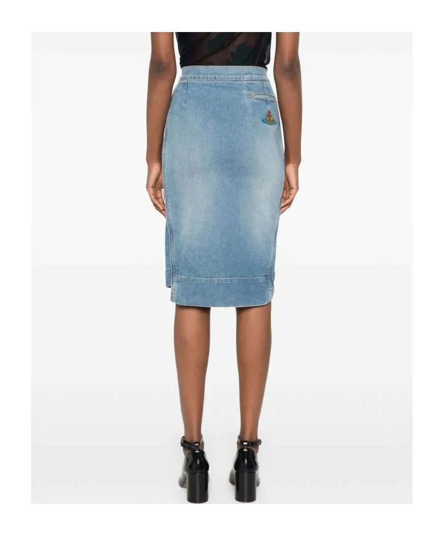 Vivienne Westwood Orb Logo Embroidered Asymmetric Skirt