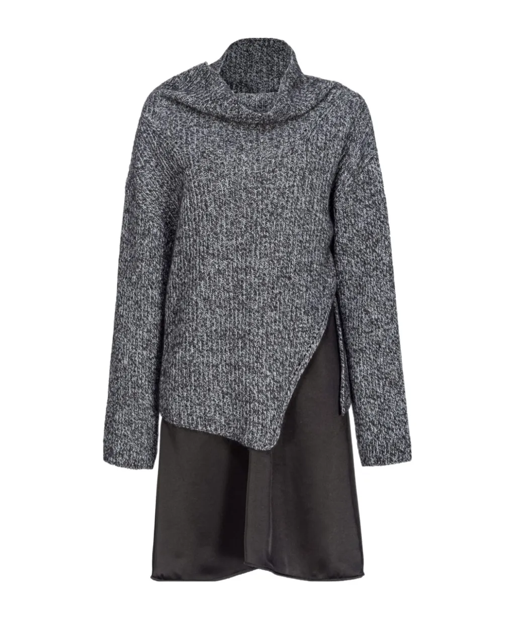 Pinko High-Neck Layered Knitted Dress