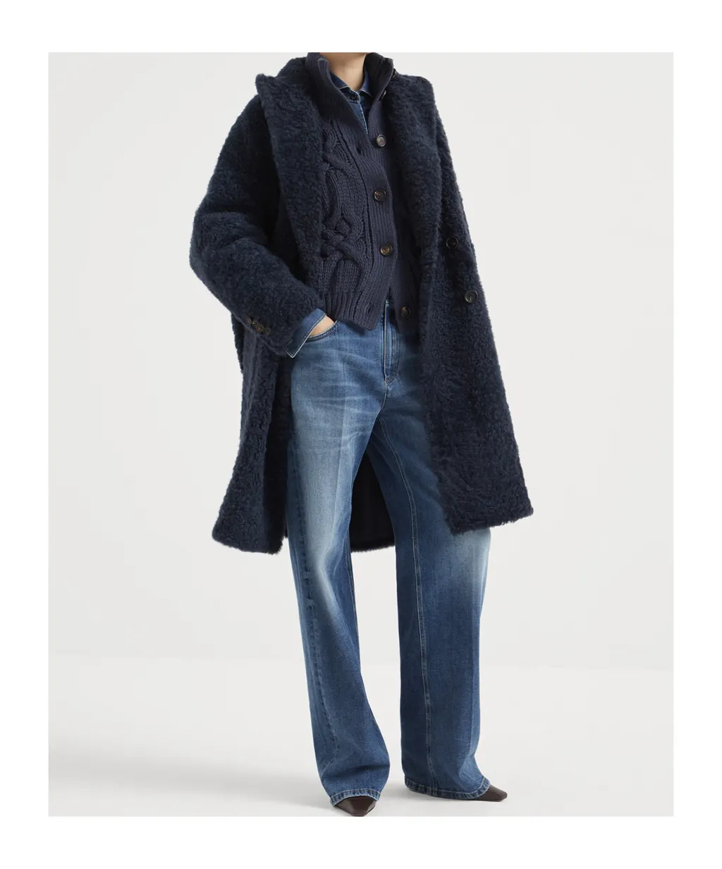 Brunello Cucinelli Embellished Frosty-Effect Shearling Coat