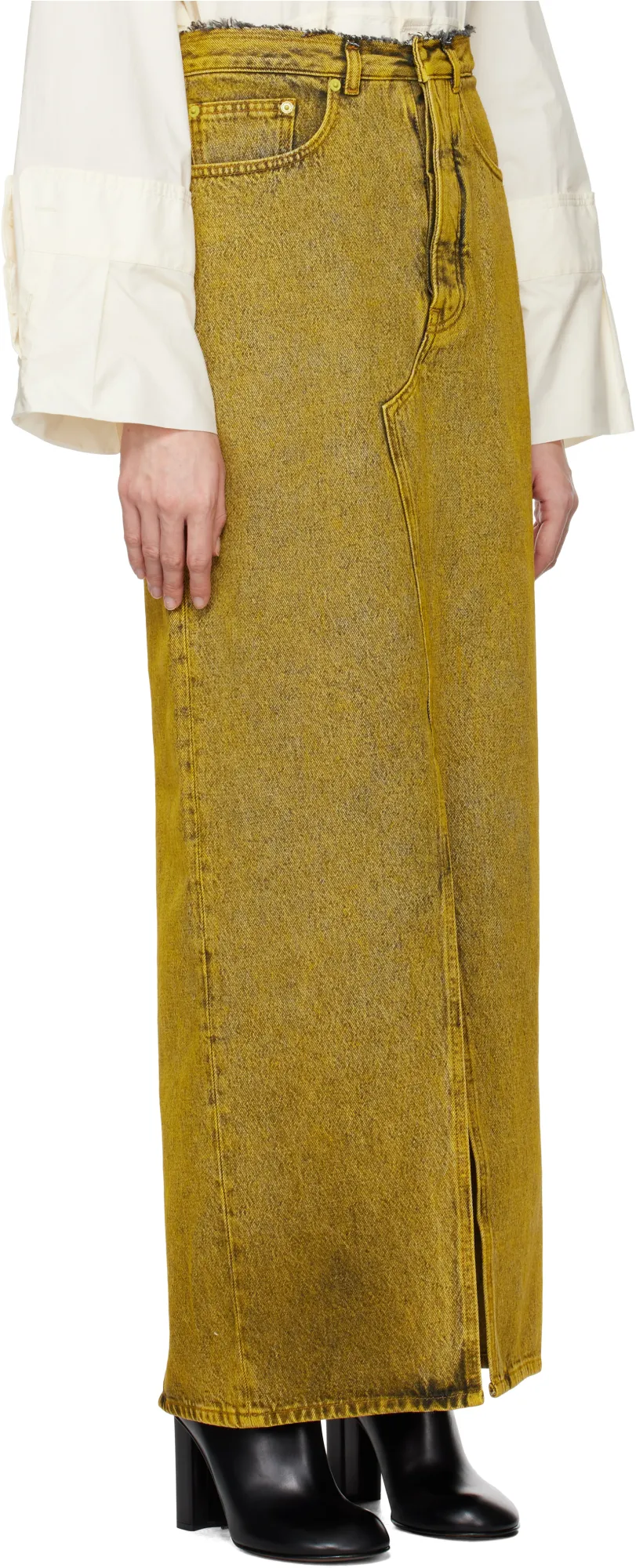 Mm6 Maison Margiela Straight Hem Denim Maxi Skirt