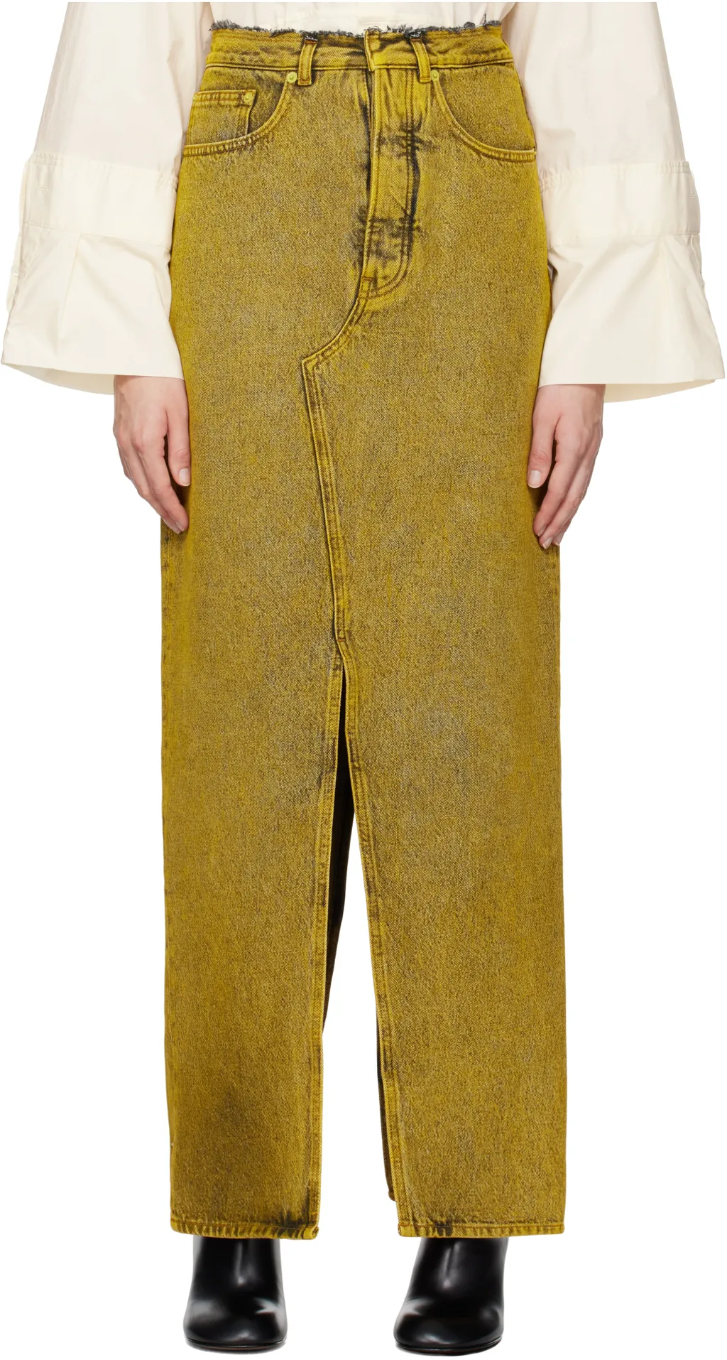 Mm6 Maison Margiela Straight Hem Denim Maxi Skirt