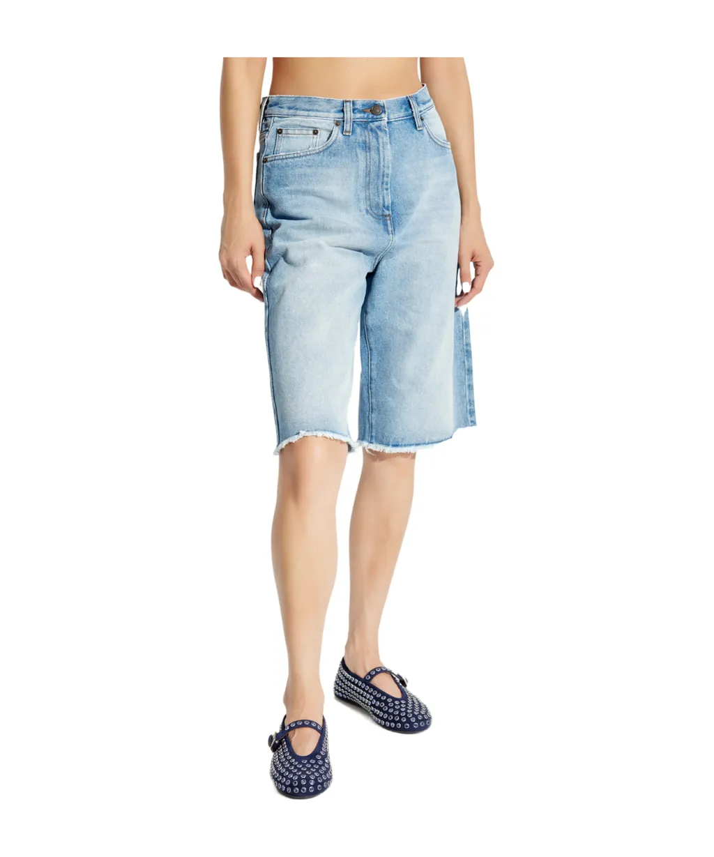 Belt-Loop Denim Shorts