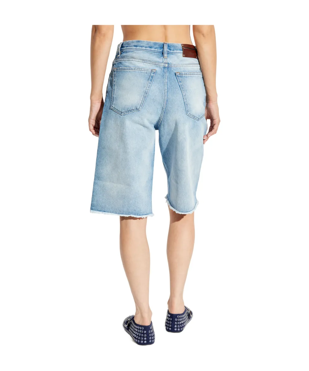 Belt-Loop Denim Shorts