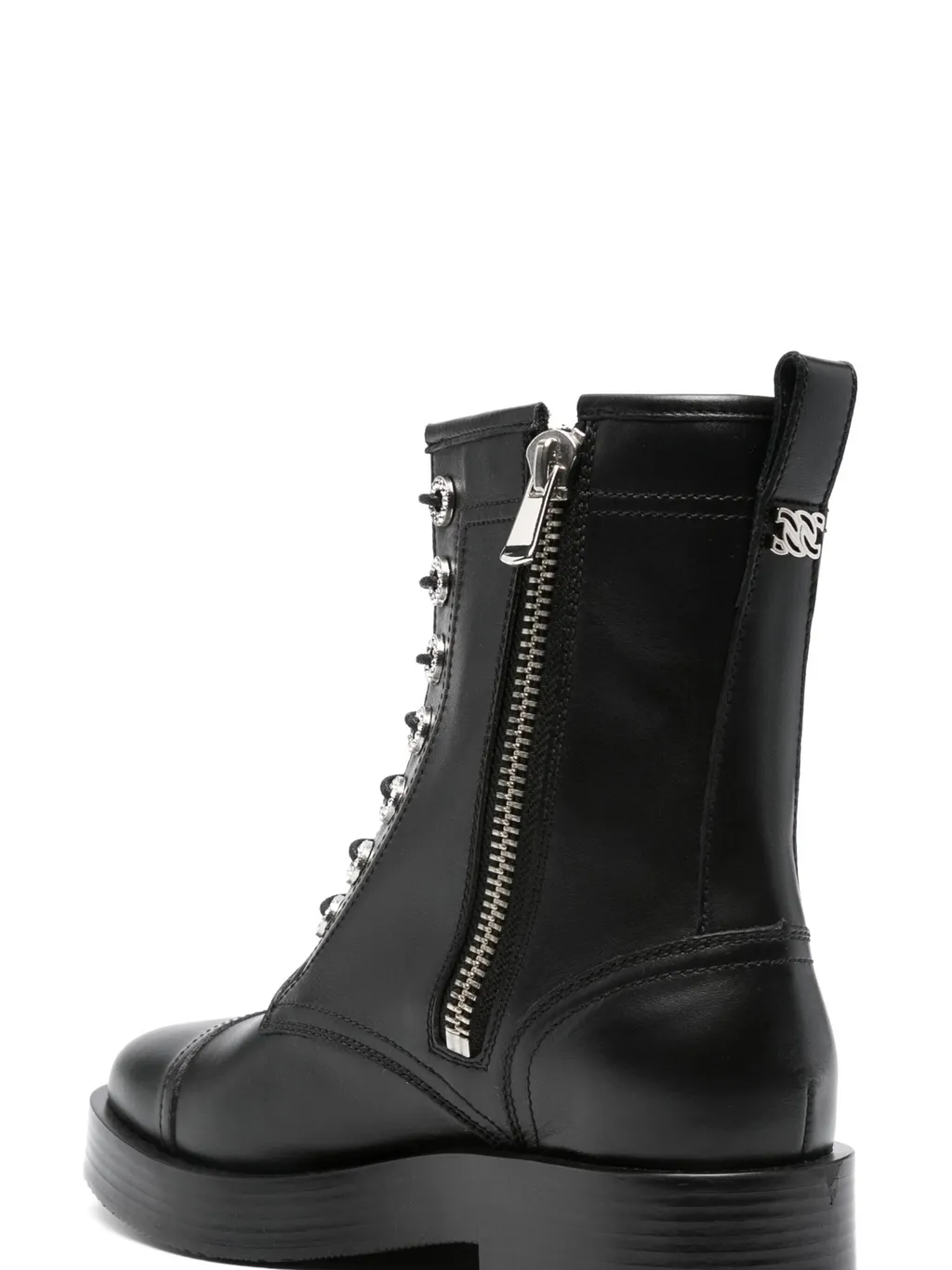 Casadei Round Toe Zipped Lace-Up Boots