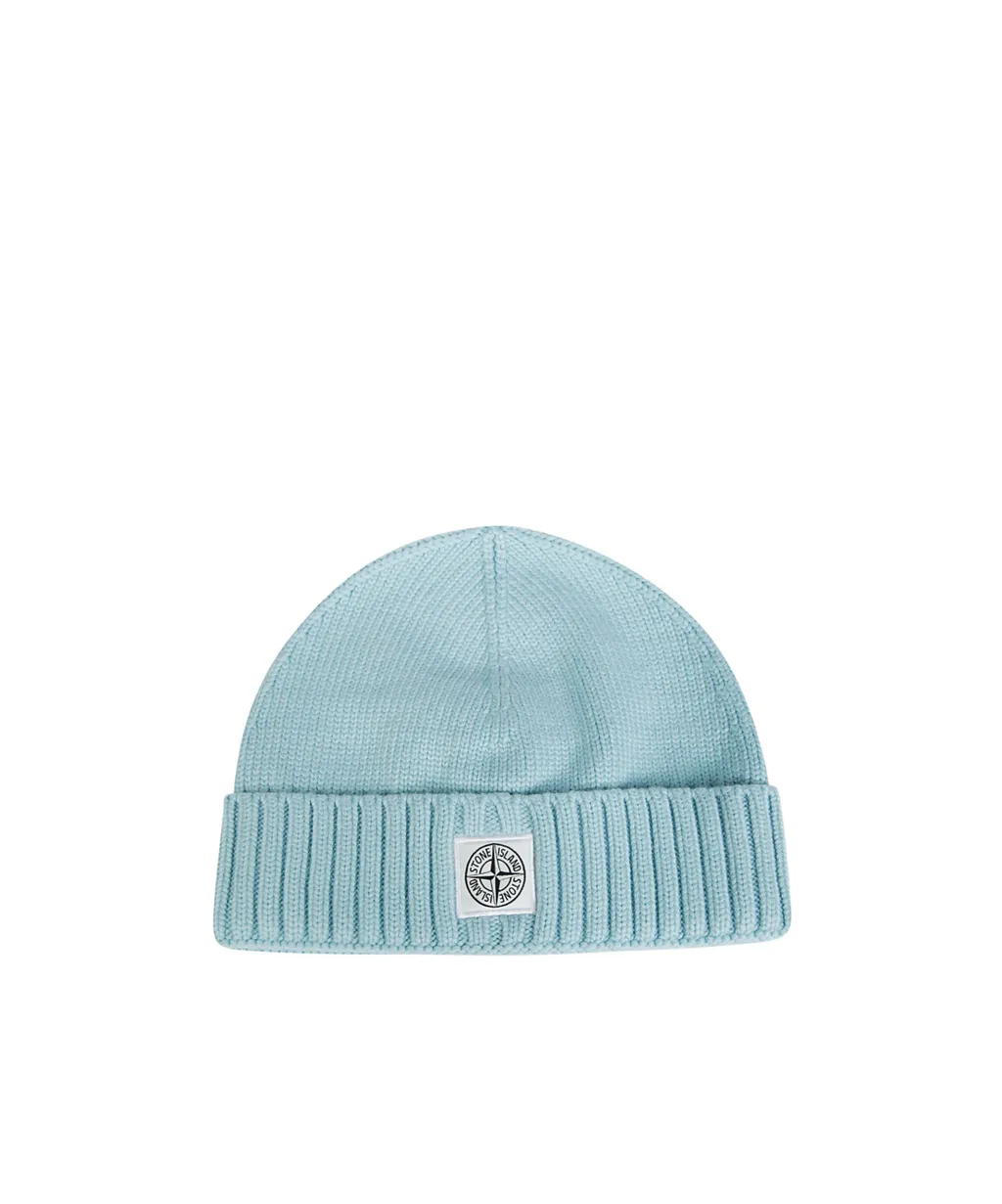 Stone Island Junior Logo Patch Ribbed Beanie