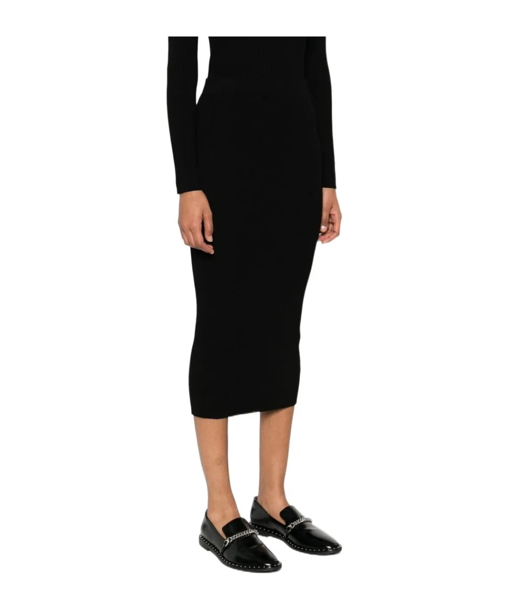 Ribbed-Knit Midi Skirt