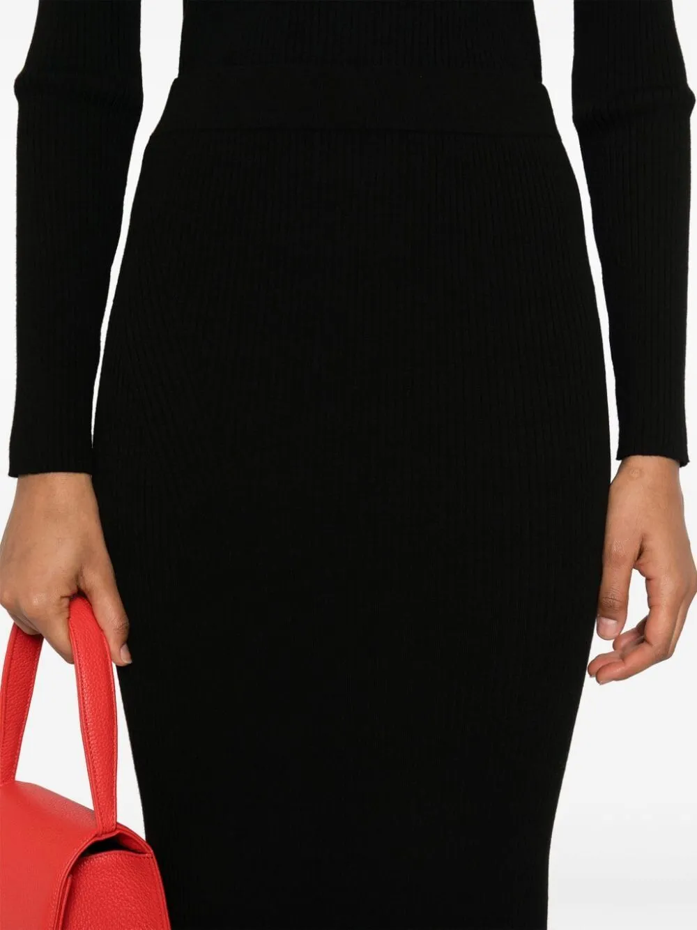 Ribbed-Knit Midi Skirt