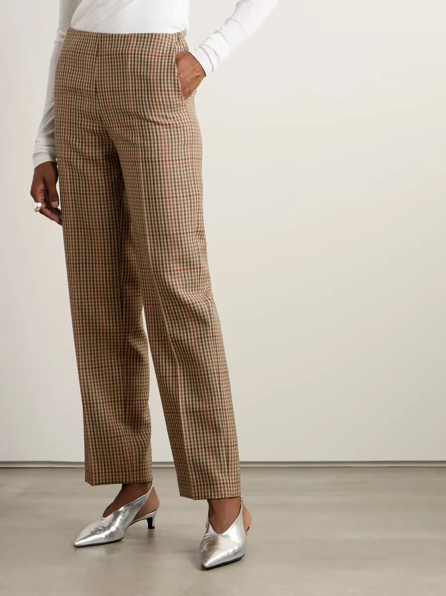 Check Straight Casual Pants