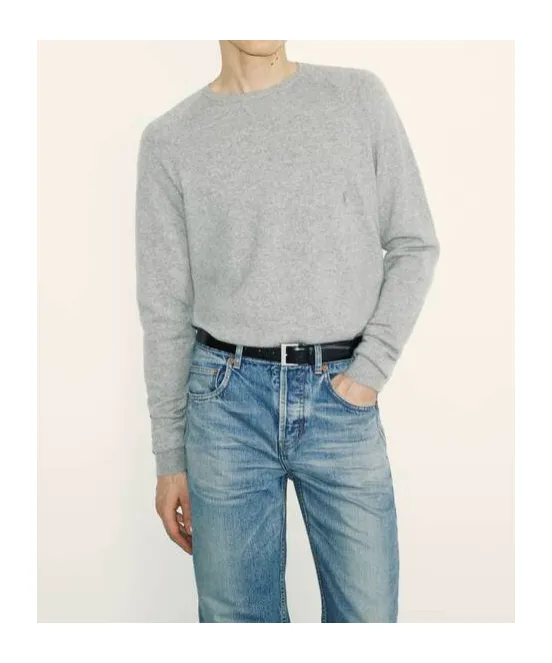 Saint Laurent Logo Embroidered Crewneck Sweatshirt