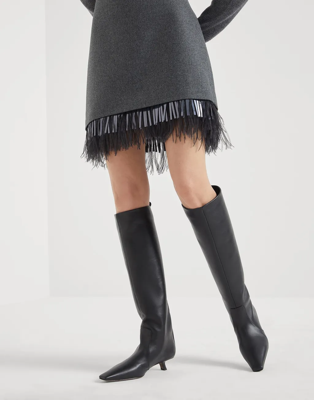 Brunello Cucinelli Pointed-Toe Knee-High Boots