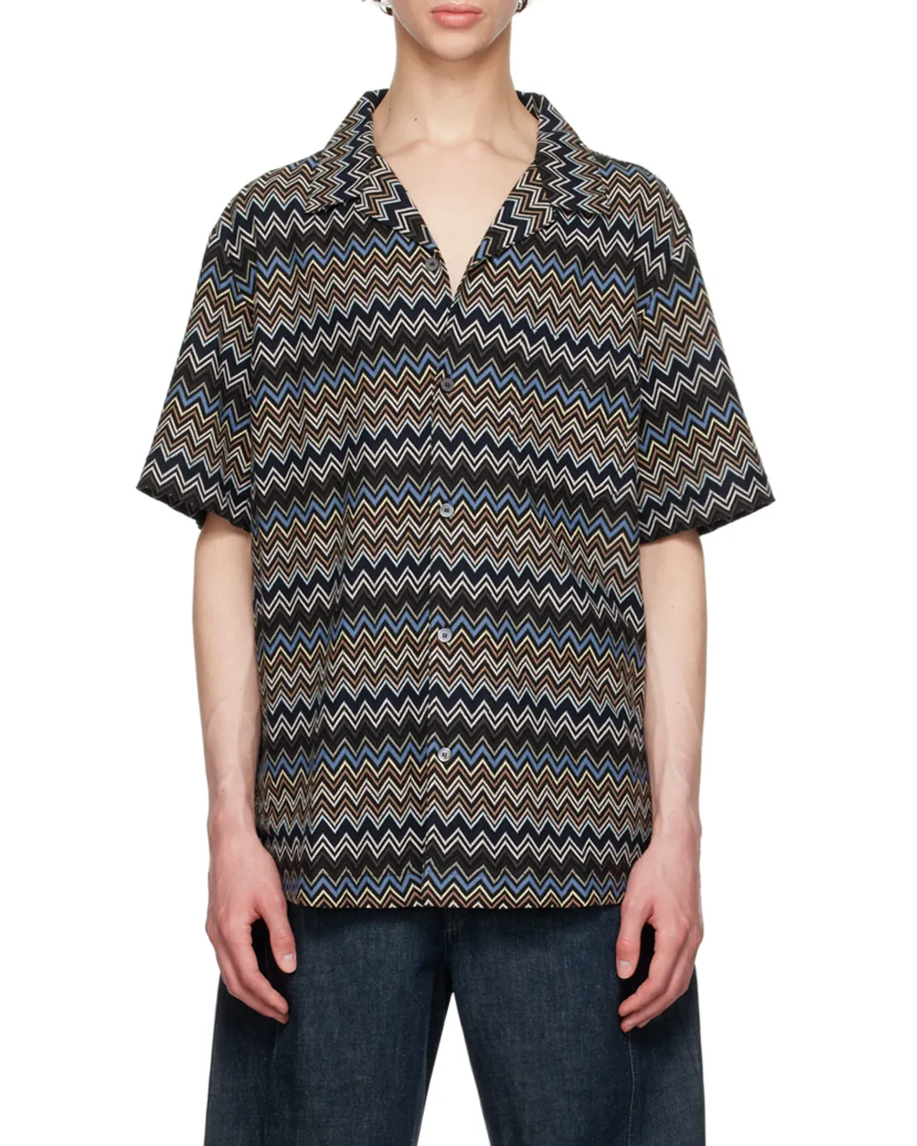 Missoni Zigzag Bowling-Cut Knitted Shirt