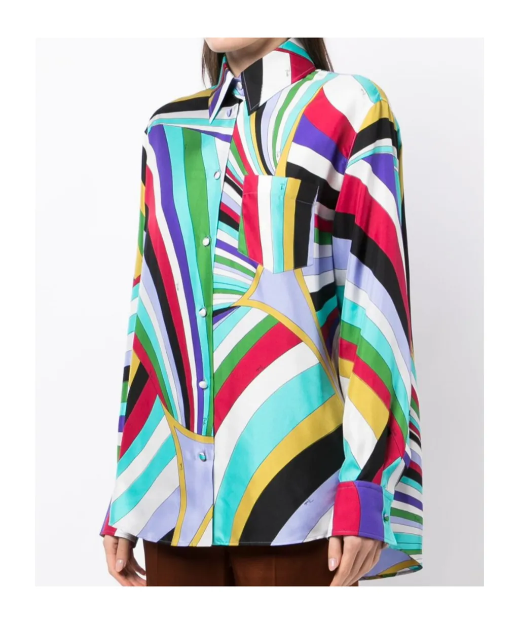 Abstract-Print Silk Shirt