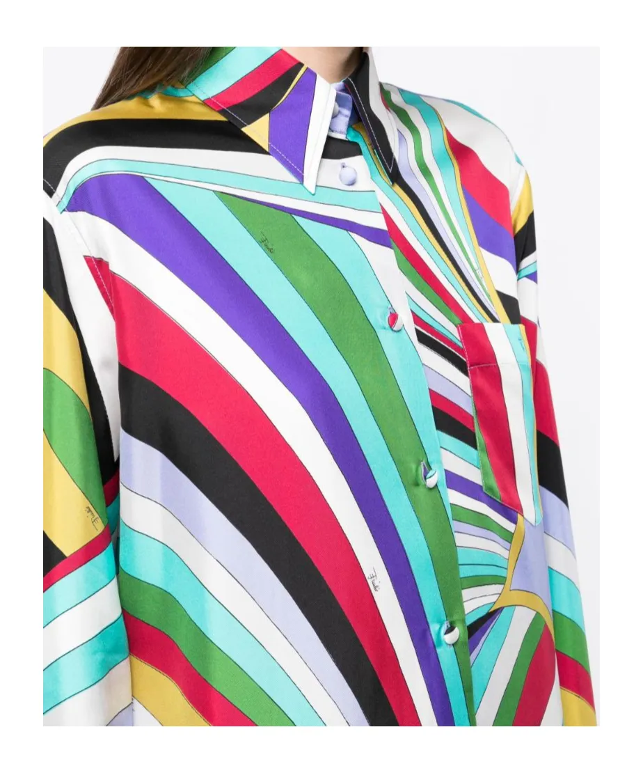 Abstract-Print Silk Shirt