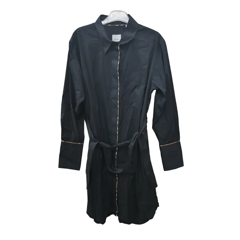 Check Trim Stretch Cotton Shirt Dress