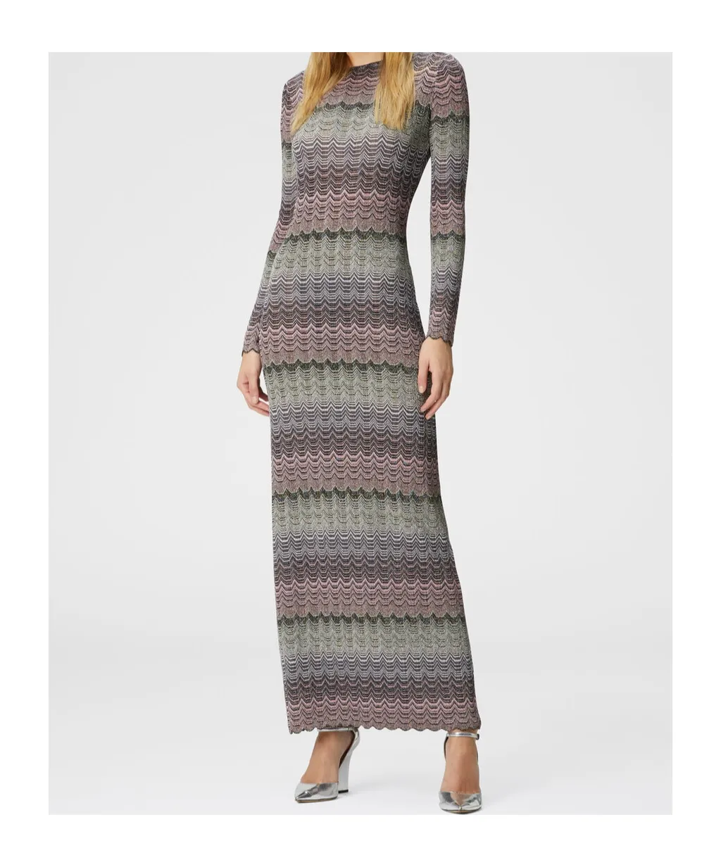 Missoni Greek-Motif Open-Back Knitted Maxi Dress