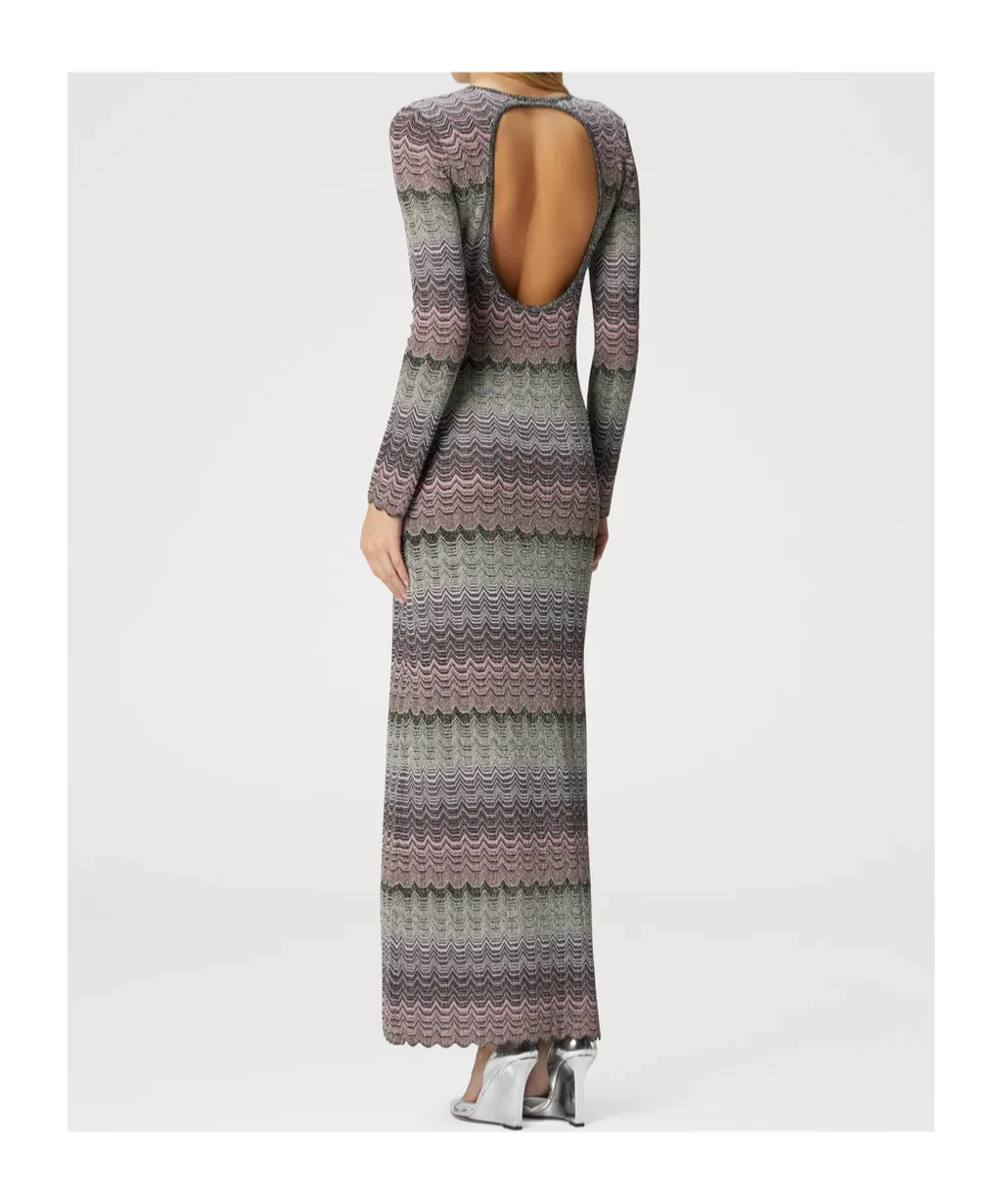 Missoni Greek-Motif Open-Back Knitted Maxi Dress